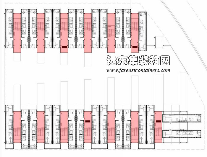 法國(guó) Cité ADocks 學(xué)生宿舍通過(guò)樓梯來(lái)組織箱體布局,集裝箱房屋,集裝箱建筑,集裝箱住宅,集裝箱活動(dòng)房,住人集裝箱