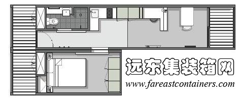 20英尺集裝箱+40英尺集裝箱拼接構(gòu)成面積擴(kuò)展,集裝箱房屋,集裝箱活動(dòng)房,住人集裝箱,集裝箱住宅,集裝箱建筑