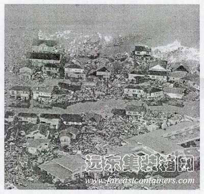 被強(qiáng)震和海嘯侵襲過(guò)后的日本宮城縣名取市