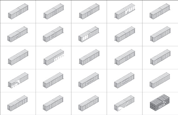 商業(yè)集裝箱建筑：彪馬城不同箱體外觀(guān)設(shè)計(jì)圖
