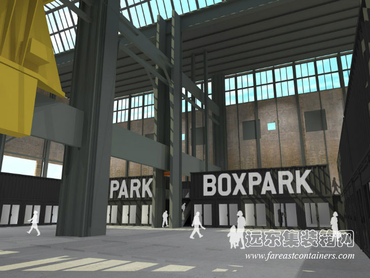 集裝箱大賣場(chǎng)Boxpark NDSM的內(nèi)部效果圖