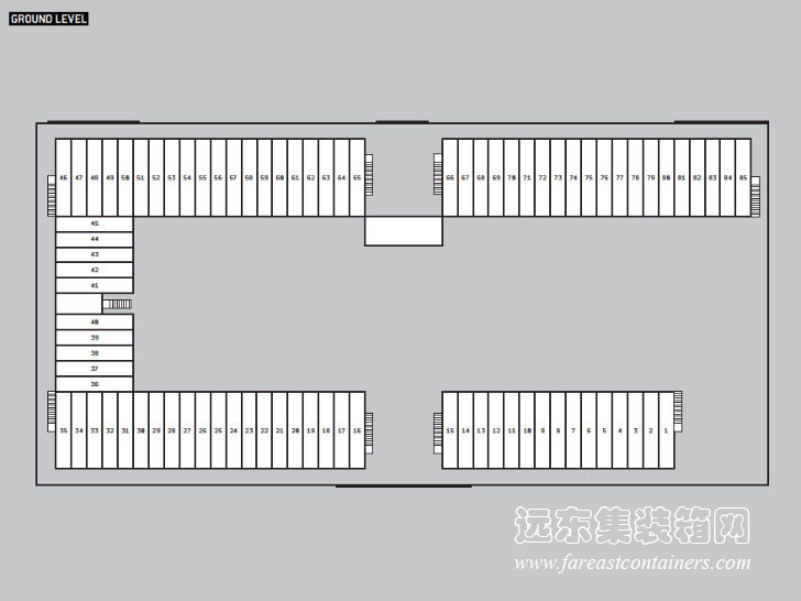 集裝箱大賣場(chǎng)Boxpark NDSM的底層平面圖